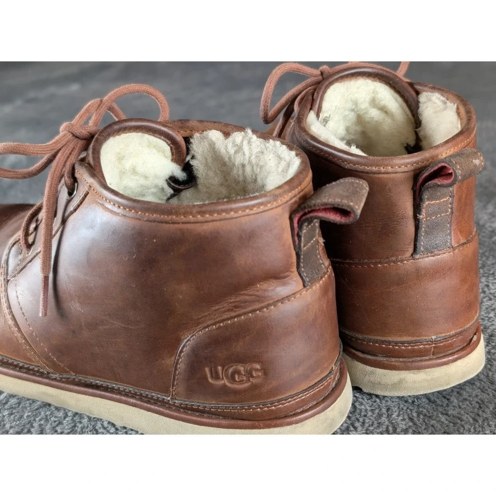 UGG Neumel Waterproof Brown Chukka Shearling Lined Ankle Boots‎ Men Size 12